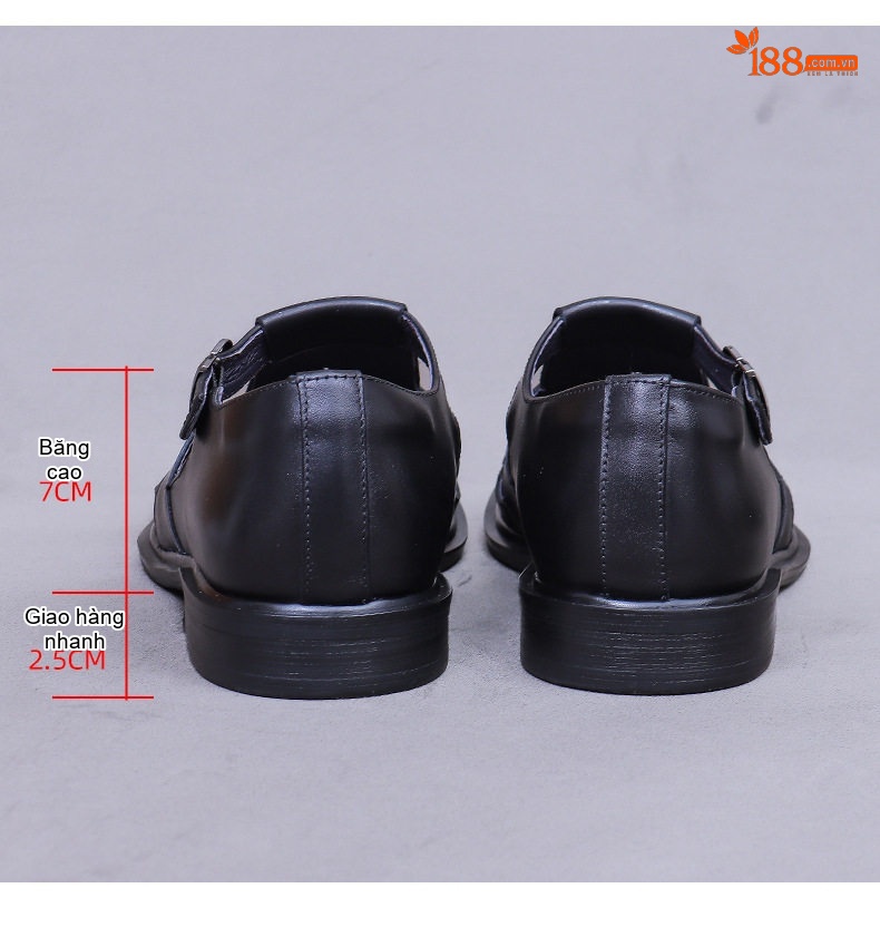 Sandal Nam Da Thật Quai Hậu Thoáng Khí Chiều Cao Đế Khoảng 2cm Màu Đen, Nâu chi tiết 17