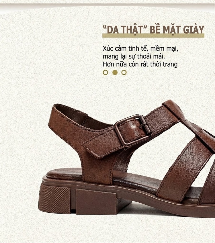 Dép Sandal Nữ Bít Mũi Quai Hậu Đế Bệt Đế Cao 3cm - 4cm Màu Trắng, Nâu, Đen chi tiết 4