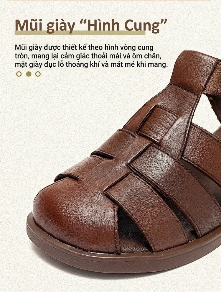 Dép Sandal Nữ Bít Mũi Quai Hậu Đế Bệt Đế Cao 3cm - 4cm Màu Trắng, Nâu, Đen chi tiết 5