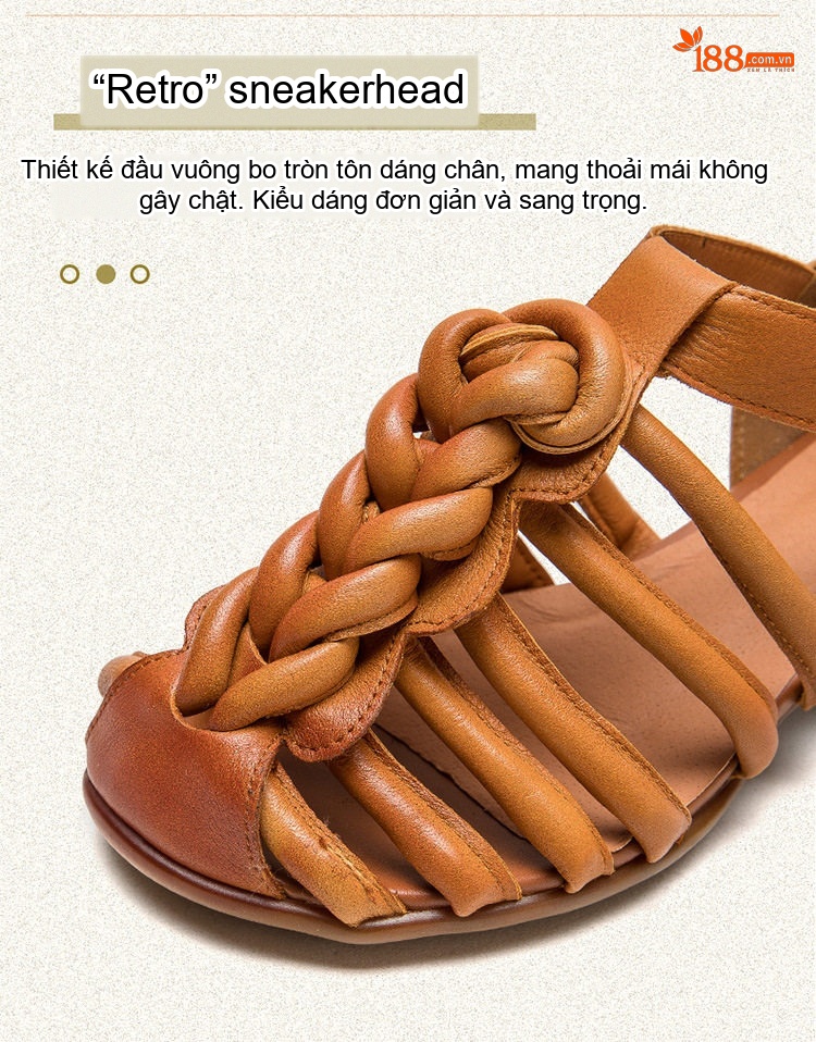 Dép Sandal Nữ Quai Dệt Thủ Công Đế Mềm Thoáng Khí Đế Cao 3cm - 4cm Màu Nâu, Trắng, Xanh chi tiết 3