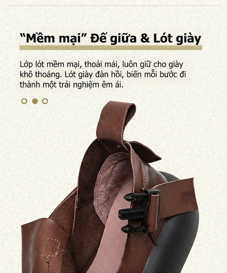 Dép Sandal Nữ Bít Mũi Quai Da Khóa Cài Phong Cách Vintage Đế Cao 4cm - 5cm Màu Đen, Nâu chi tiết 6