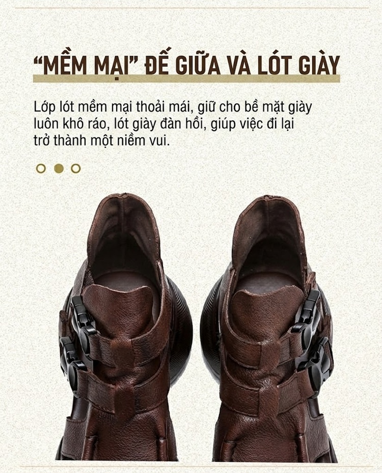 Dép Sandal Nữ Quai Hậu Da Mềm Khóa Cài Đế Cao 4cm - 5cm Màu Nâu, Đen, Kem chi tiết 5