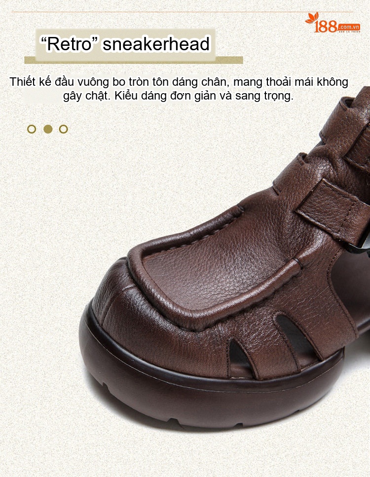 Dép Sandal Nữ Quai Hậu Da Mềm Khóa Cài Đế Cao 4cm - 5cm Màu Nâu, Đen, Kem chi tiết 3