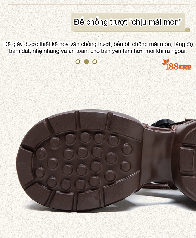 Dép Sandal Nữ Quai Hậu Da Mềm Khóa Cài Đế Cao 4cm - 5cm Màu Nâu, Đen, Kem chi tiết 4