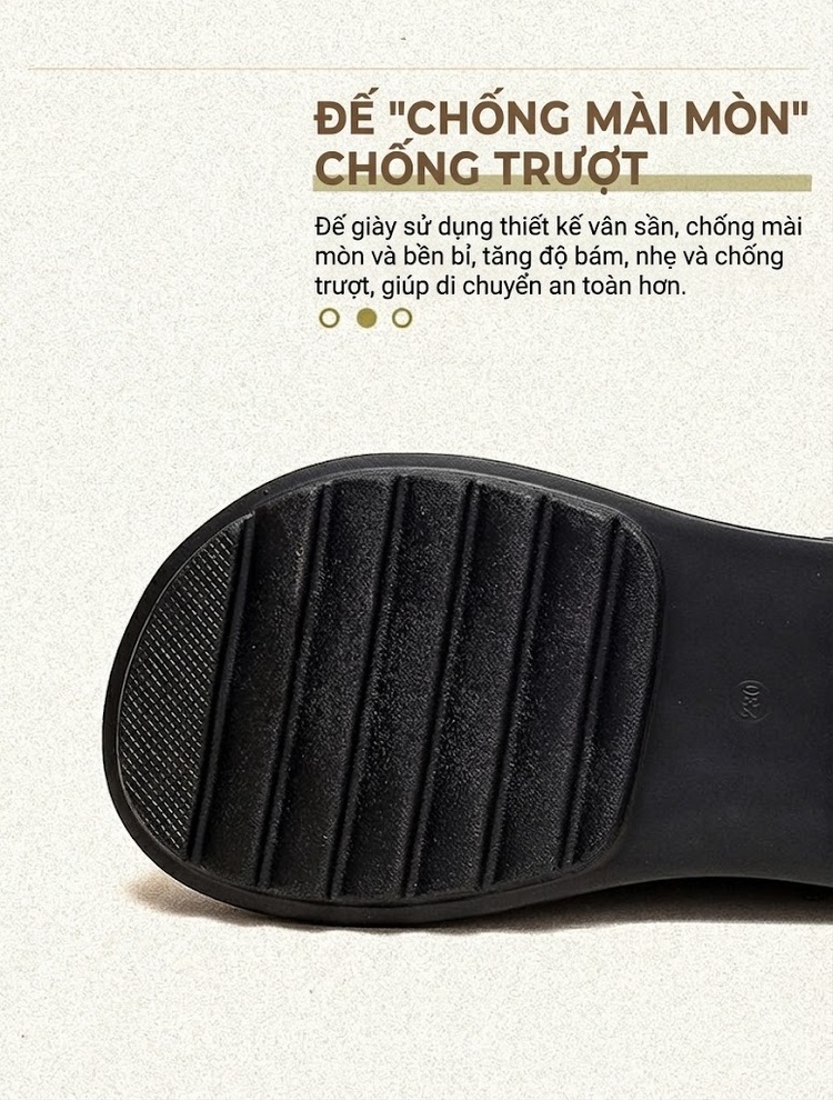 Dép Sandal Nữ Da Bò Quai Ngang Đế Bệt Đế Cao 4cm - 5cm Màu Nâu, Đen, Kem chi tiết 5