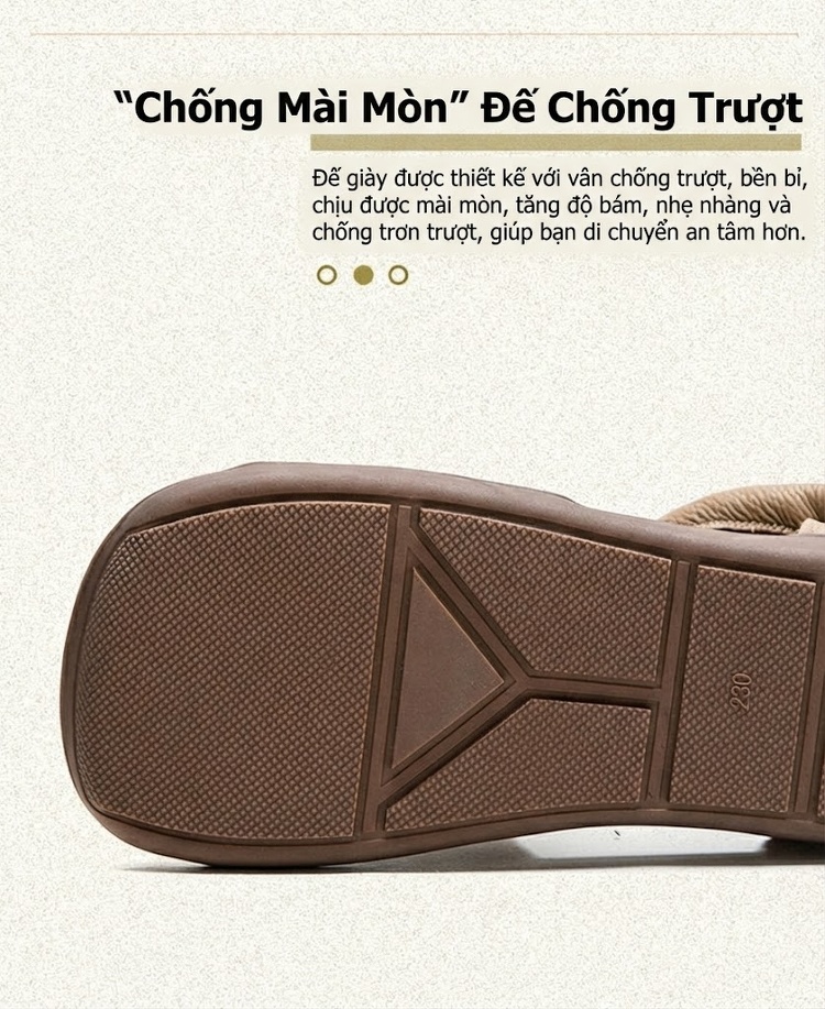 Dép Sandal Nữ Hở Mũi Da Bò Đế Cao 3cm - 4cm Màu Xanh Lá, Nâu, Đen chi tiết 4
