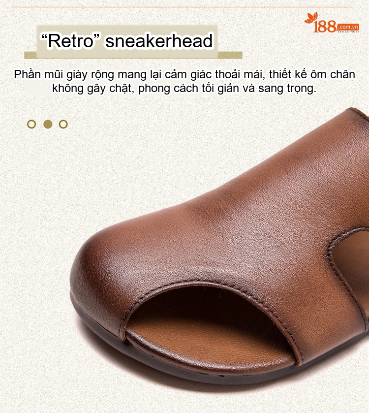 Dép Sandal Nữ Hở Ngón Da Bò Đế Cao 3cm - 4cm Màu Đen, Nâu chi tiết 5