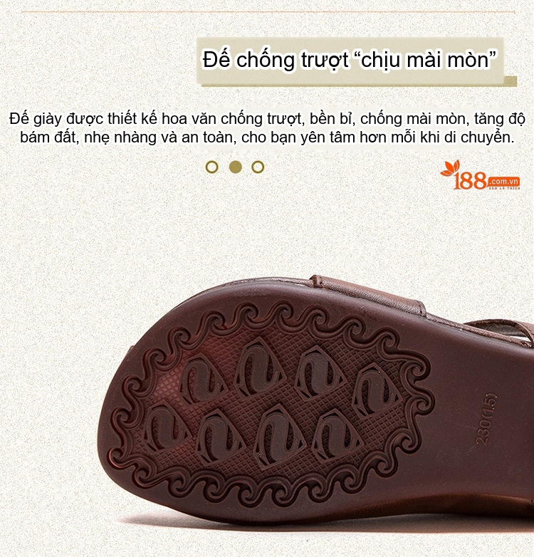 Dép Sandal Nữ Hở Ngón Da Bò Đế Cao 3cm - 4cm Màu Đen, Nâu chi tiết 6