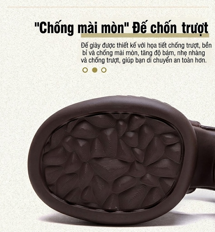 Dép Sandal Nữ Quai Hậu Da Bò Đế Cao 5cm - 6cm Màu Đen, Nâu chi tiết 6