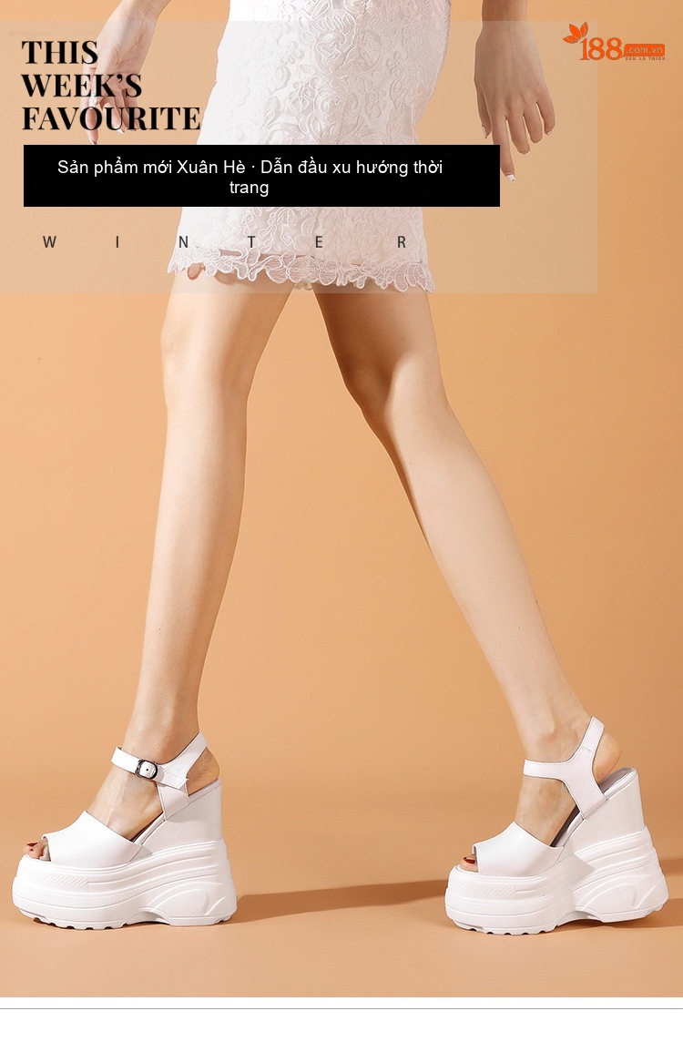 Giày Sandal Cao Gót Nữ Hở Mũi Đế Xuồng Quai Ngang Da Bóng Gót Cao 10cm - 12cm Màu Đen, Trắng chi tiết 1