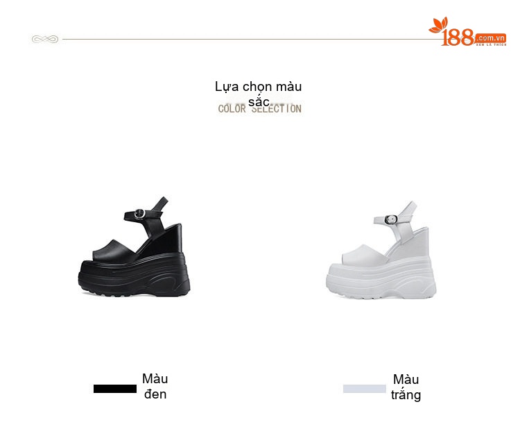 Giày Sandal Cao Gót Nữ Hở Mũi Đế Xuồng Quai Ngang Da Bóng Gót Cao 10cm - 12cm Màu Đen, Trắng chi tiết 2