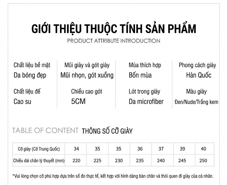 Giày Sandal Cao Gót Nữ Hở Gót Mũi Nhọn Da Bóng Gót Cao 7cm - 8cm Màu Kem, Trắng, Đen chi tiết 1