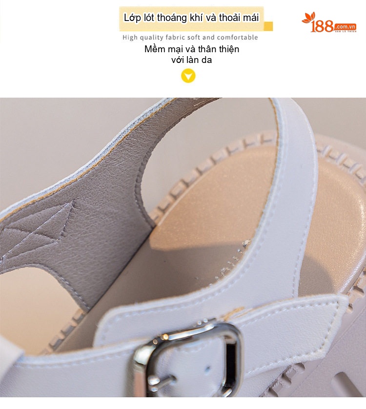 Dép Sandal Nữ Bít Mũi Da Mềm Đế Cao 4cm - 5cm Màu Be, Nâu chi tiết 10