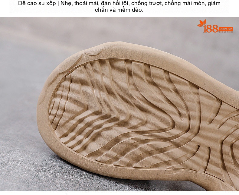 Dép Sandal Nữ Da Bò Quai Hậu Đế Bằng Đế Cao 4cm - 5cm Màu Be, Nâu chi tiết 7