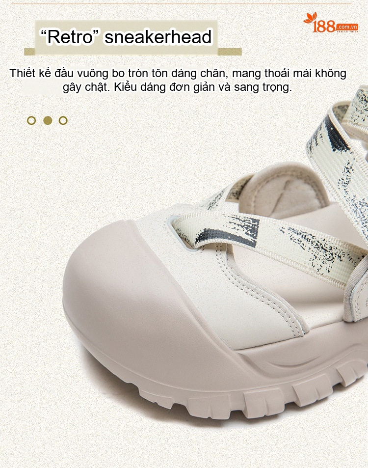 Dép Sandal Nữ Bít Mũi Quai Hậu Đế Cao 4cm - 5cm Màu Đen, Kem chi tiết 4