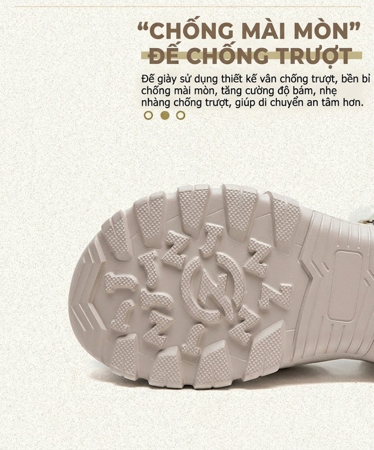 Dép Sandal Nữ Bít Mũi Quai Hậu Đế Cao 4cm - 5cm Màu Đen, Kem chi tiết 5