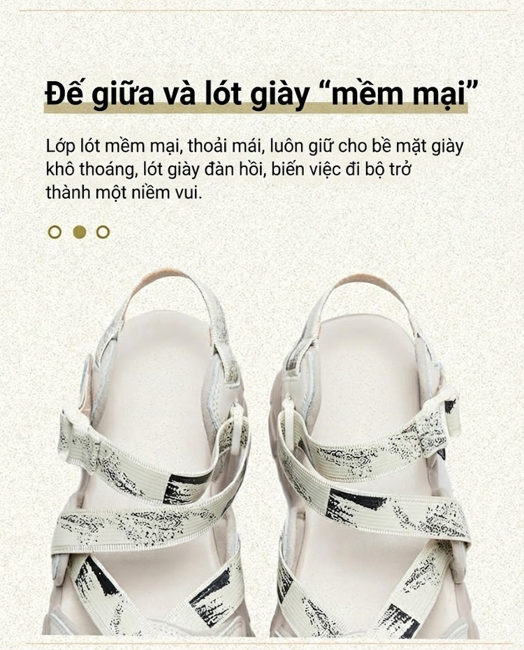 Dép Sandal Nữ Bít Mũi Quai Hậu Đế Cao 4cm - 5cm Màu Đen, Kem chi tiết 6