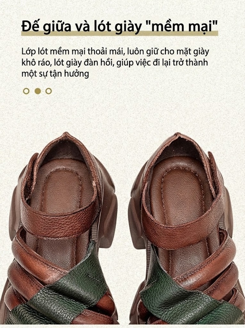 Dép Sandal Nữ Quai Bản To Đế Dày Phong Cách Retro Đế Cao 5cm - 6cm Màu Đen, Nâu chi tiết 6