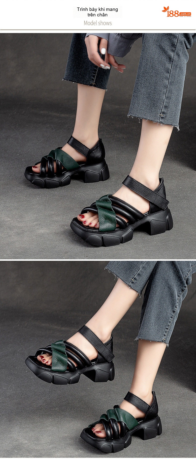 Dép Sandal Nữ Quai Bản To Đế Dày Phong Cách Retro Đế Cao 5cm - 6cm Màu Đen, Nâu chi tiết 7