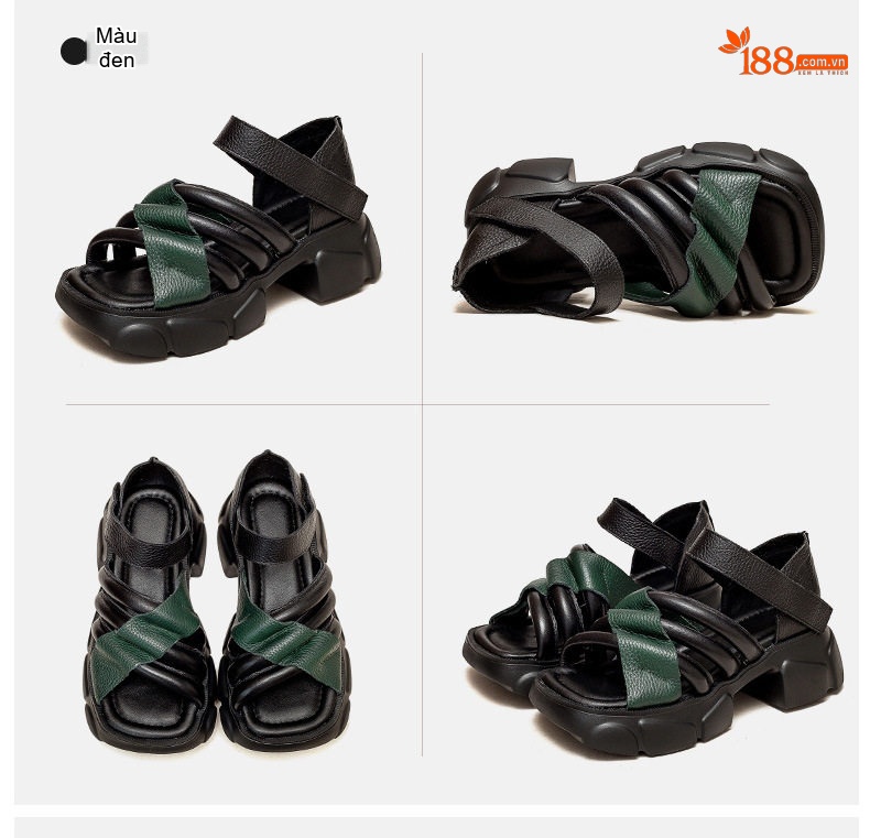 Dép Sandal Nữ Quai Bản To Đế Dày Phong Cách Retro Đế Cao 5cm - 6cm Màu Đen, Nâu chi tiết 15