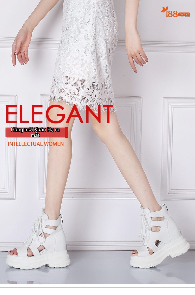 Giày Sandal Cao Gót Nữ Chiến Binh Cổ Cao Buộc Dây Đế Xuồng Gót Cao 10cm Màu Đen, Trắng chi tiết 1