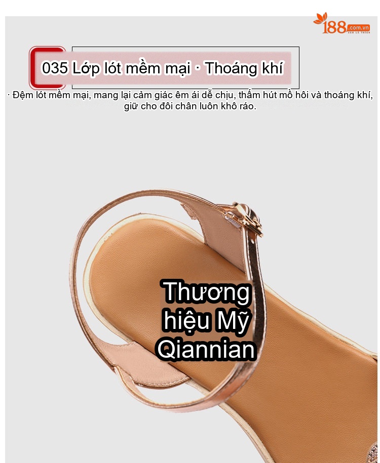 Dép Sandal Nữ Đế Xuồng Quai Ngang Đính Đá Đế Cao 5cm - 6cm Màu Vàng, Đen chi tiết 9