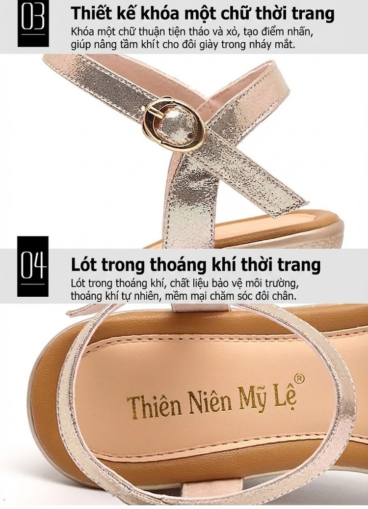 Giày Sandal Cao Gót Nữ Quai Chéo Nơ Bướm Đế Xuồng Gót Cao 8cm Màu Vàng Gold, Đen chi tiết 5