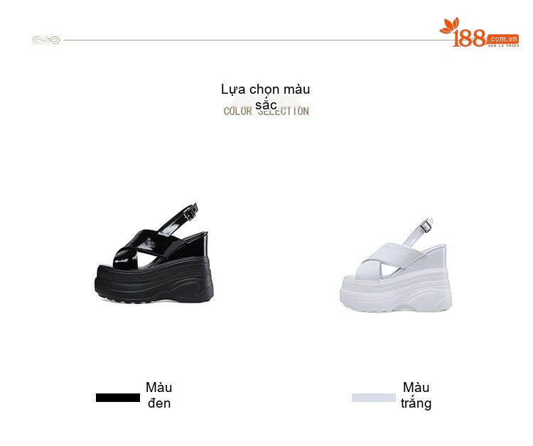 Giày Sandal Cao Gót Nữ Đế Xuồng Quai Chữ X Da Bóng Gót Cao 14cm Màu Đen, Trắng chi tiết 3