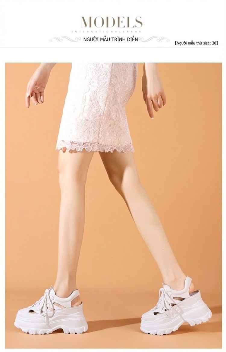 Dép Sandal Nữ Đế Xuồng Thể Thao Quai Dây Thoáng Khí Đế Cao 10cm Màu Đen, Xanh Lá, Trắng chi tiết 3