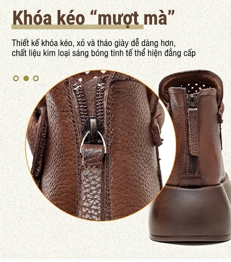 Dép Sandal Nữ Hở Ngón Đế Xuồng Quai Dán Thoáng Khí Đế Cao 4cm - 5cm Màu Nâu, Kem, Đen chi tiết 7