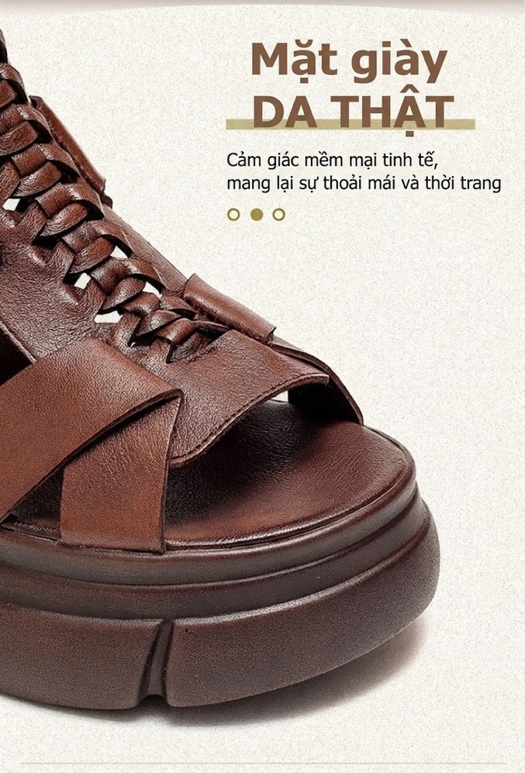 Dép Sandal Nữ Phong Cách La Mã Quai Hậu Khóa Kéo Đế Cao 5cm - 6cm Màu Nâu, Đen chi tiết 3