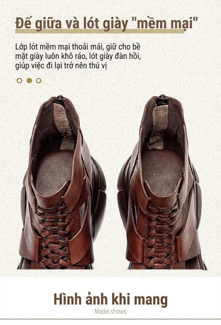 Dép Sandal Nữ Phong Cách La Mã Quai Hậu Khóa Kéo Đế Cao 5cm - 6cm Màu Nâu, Đen chi tiết 6