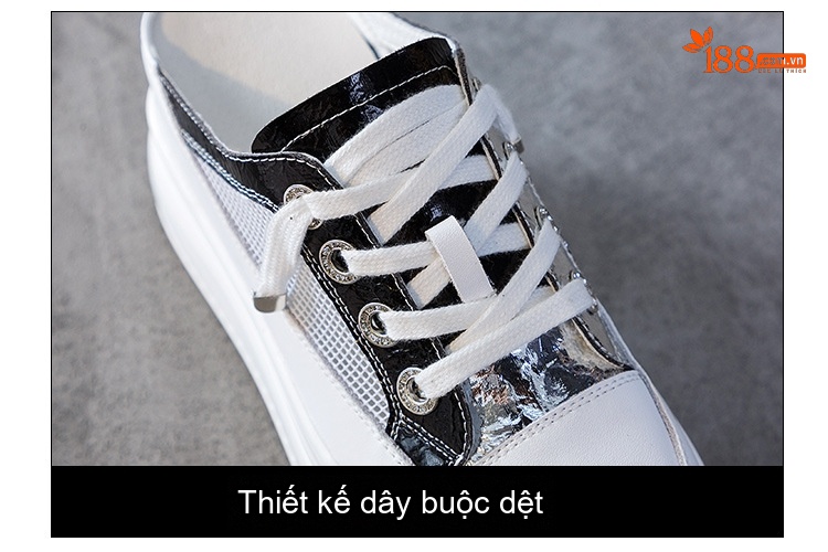 Dép Sục Nữ Da Thật Lưới Thoáng Khí Đế Cao 8cm Màu Đỏ, Đen chi tiết 4