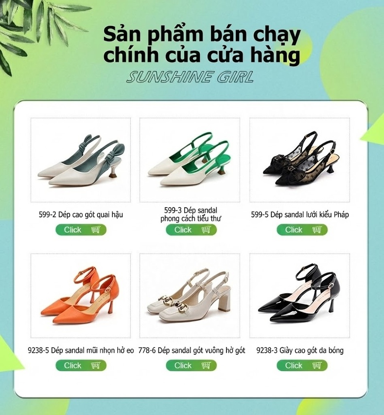Giày Sandal Cao Gót Nữ Hở Gót Mũi Nhọn Da Bóng Gót Cao 7cm - 8cm Màu Kem chi tiết 1