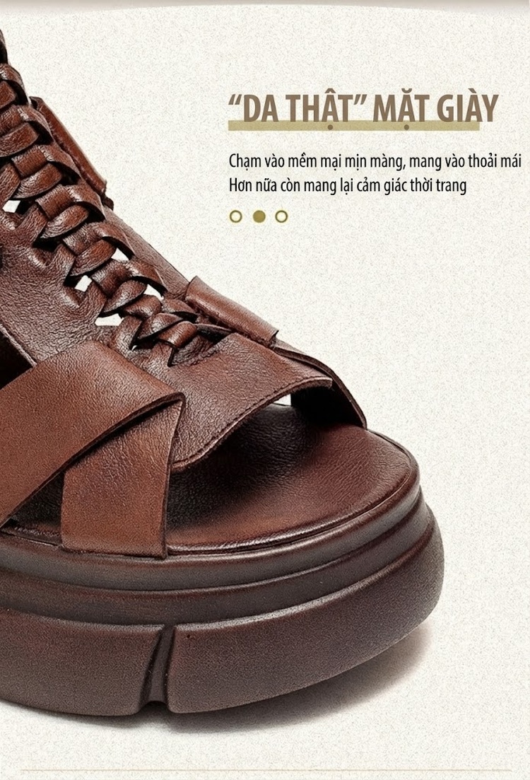 Dép Sandal Nữ Cao Cổ Hở Ngón Đế Cao 4cm - 5cm Màu Đen, Nâu chi tiết 3