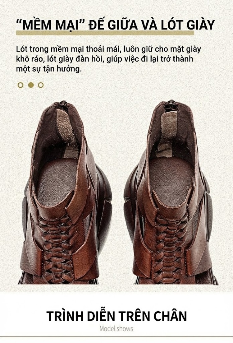 Dép Sandal Nữ Cao Cổ Hở Ngón Đế Cao 4cm - 5cm Màu Đen, Nâu chi tiết 6