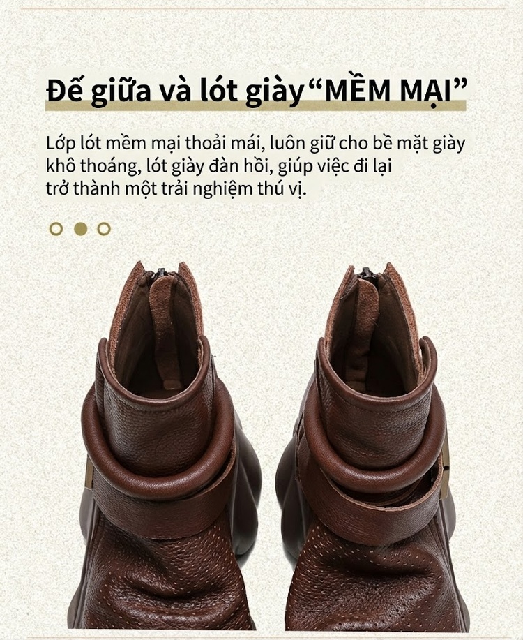 Dép Sandal Nữ Boot Hở Mũi Da Mềm Đế Cao 4cm - 5cm Màu Đen, Kem, Nâu chi tiết 6