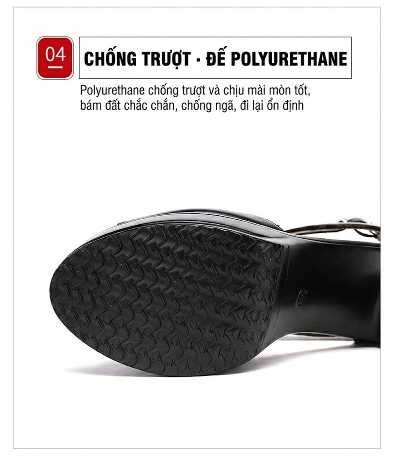 Giày Sandal Cao Gót Nữ Hở Ngón Quai Cài Da Bóng Gót Cao 10cm Màu Đen, Trắng, Đỏ chi tiết 9