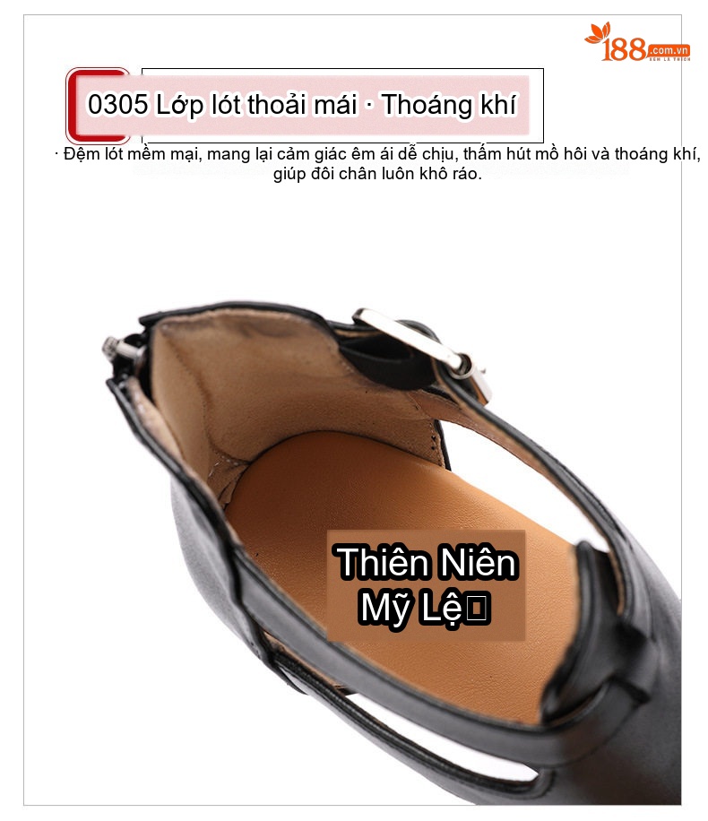 Giày Sandal Cao Gót Nữ Hở Ngón Quai Cài Da Bóng Gót Cao 10cm Màu Đen, Trắng, Đỏ chi tiết 8