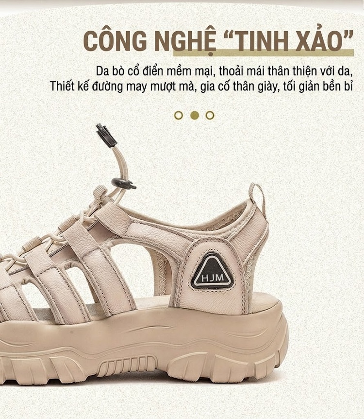 Dép Sandal Nữ Bít Mũi Dây Rút Đế Cao 4cm - 5cm Màu Kem, Hồng, Xanh chi tiết 4