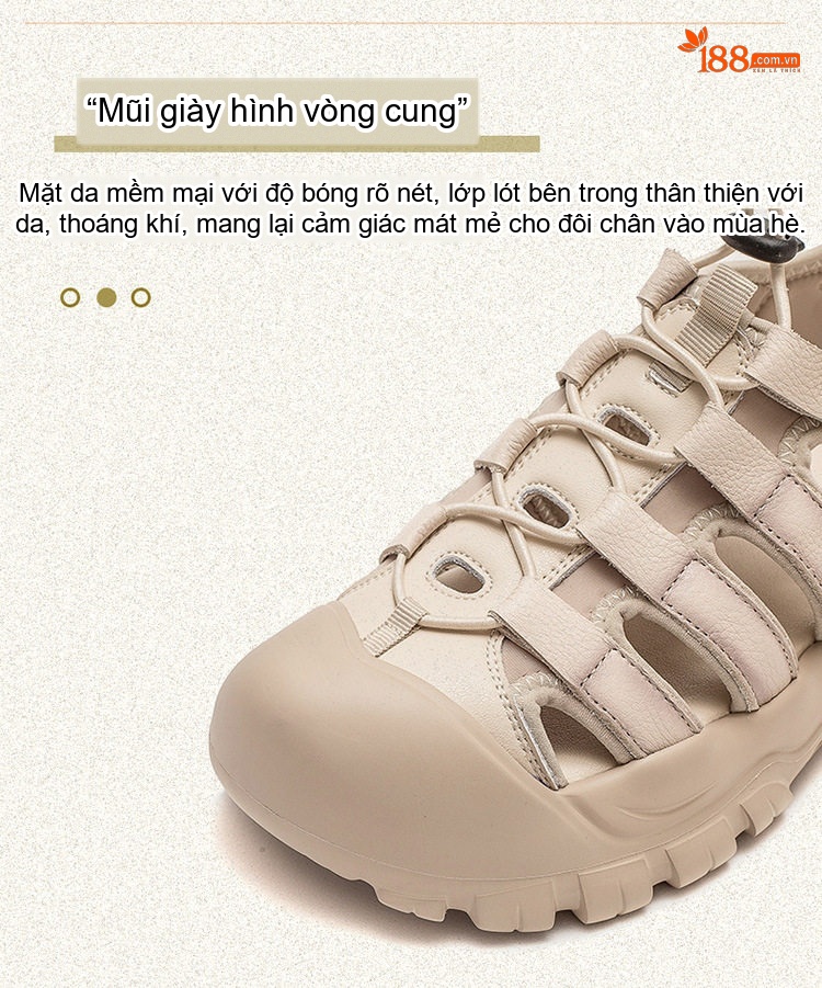 Dép Sandal Nữ Bít Mũi Dây Rút Đế Cao 4cm - 5cm Màu Kem, Hồng, Xanh chi tiết 5