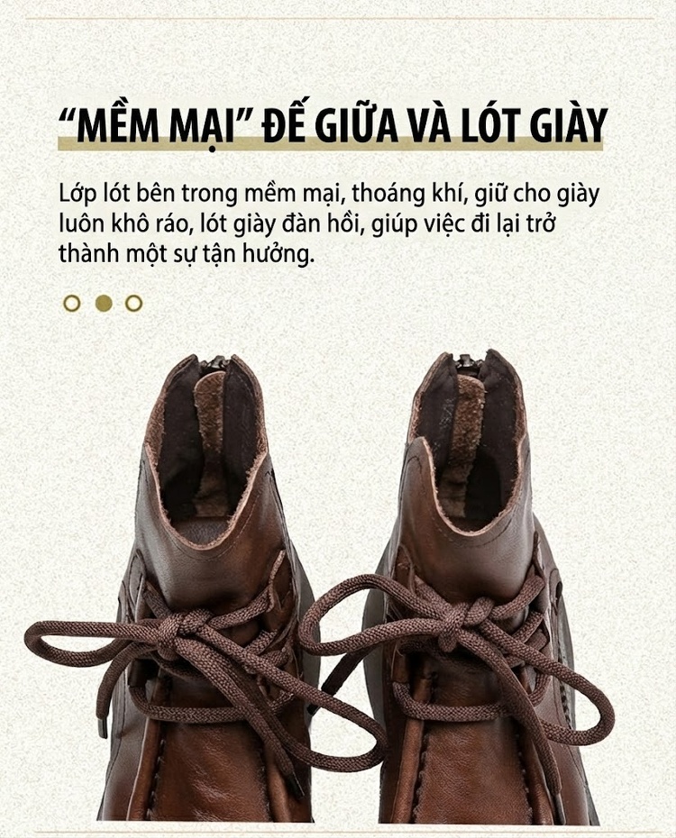 Dép Sandal Nữ Retro Hở Ngón Cổ Cao Dây Buộc Đế Cao 4cm - 5cm Màu Nâu, Đen chi tiết 6