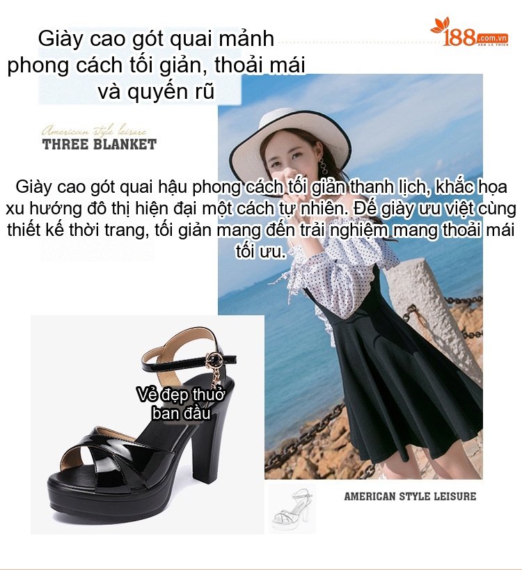 Giày Sandal Cao Gót Nữ Quai Chữ X Da Bóng Gót Cao 10cm Màu Đen, Đỏ, Trắng, Bạc... chi tiết 1