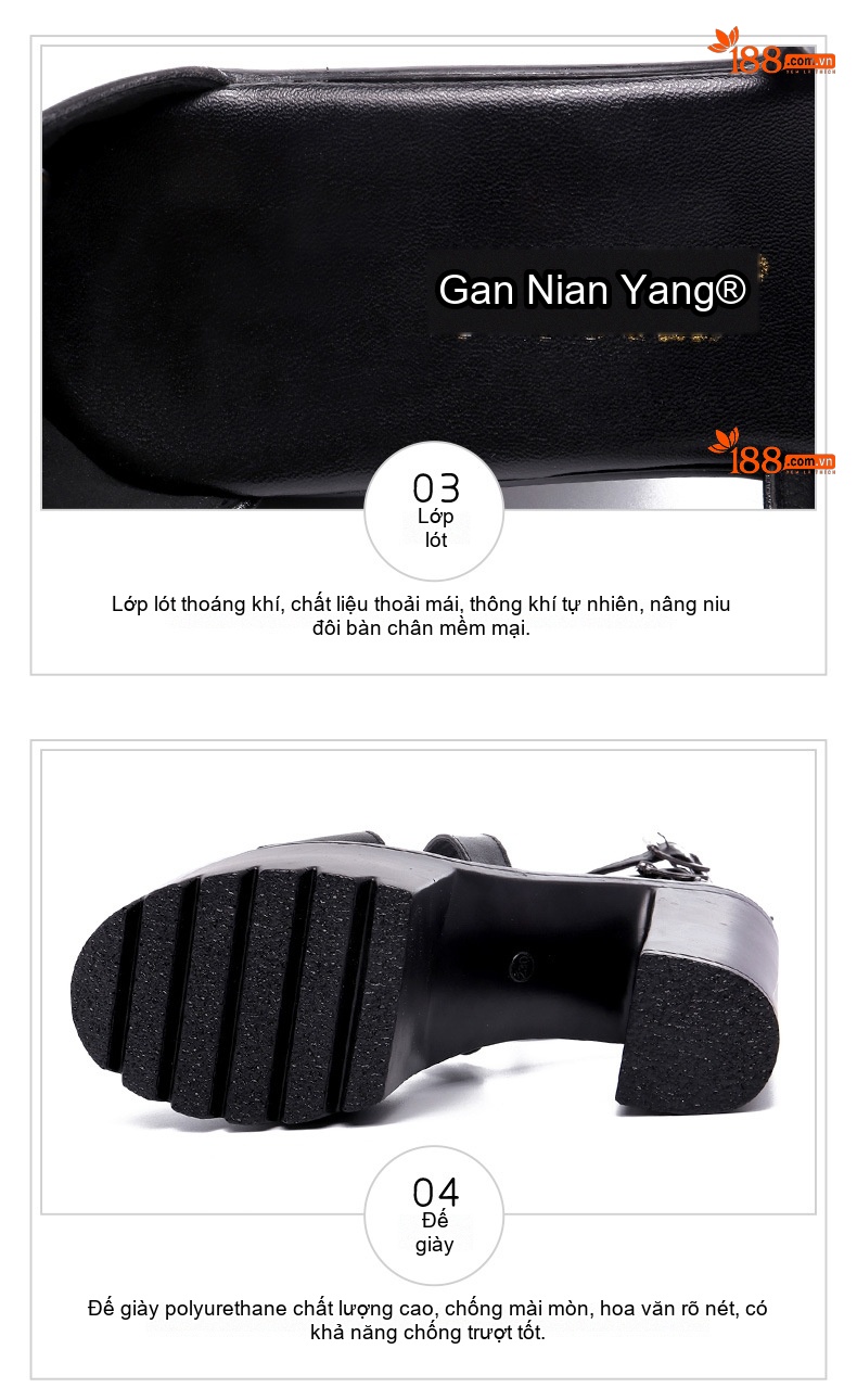 Giày Sandal Cao Gót Nữ Quai Chéo Đế Xuồng Gót Cao 10cm - 12cm Màu Đen chi tiết 5