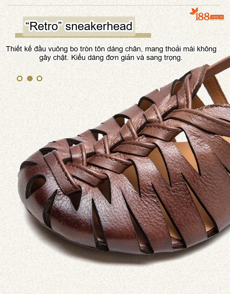 Dép Sandal Nữ Quai Dệt Hở Ngón Da Mềm Đế Cao 3cm - 4cm Màu Xám, Nâu chi tiết 3
