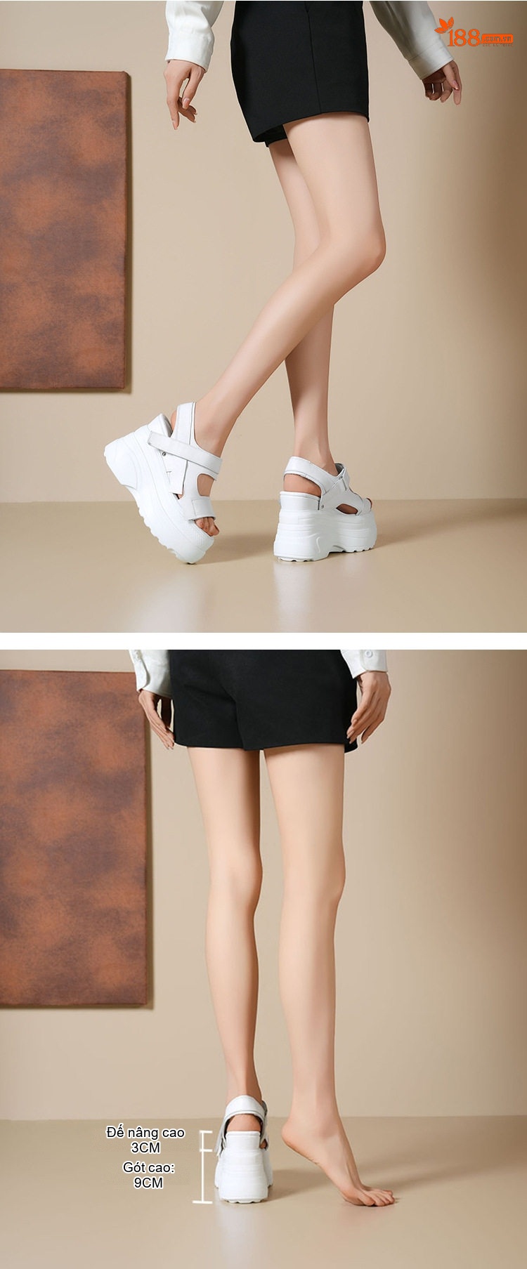 Sandal nữ đế xuồng cao gót 12 cm hở mũi quai dán chi tiết 4