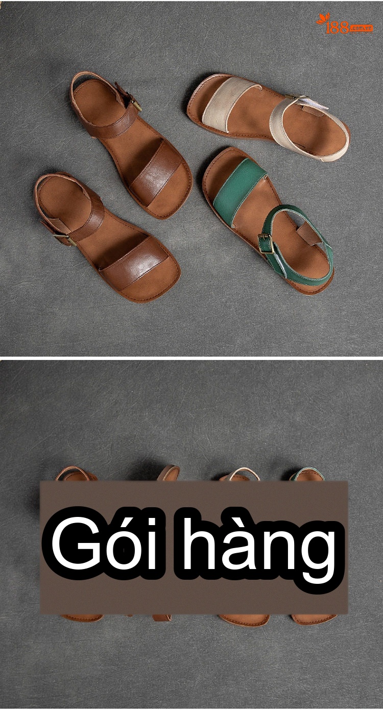 Dép Sandal Nữ Quai Ngang Khóa Cài Phong Cách La Mã Đế Cao 3cm - 4cm Màu Nâu, Xanh, Kem chi tiết 12