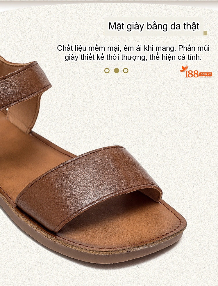 Dép Sandal Nữ Quai Ngang Khóa Cài Phong Cách La Mã Đế Cao 3cm - 4cm Màu Nâu, Xanh, Kem chi tiết 3