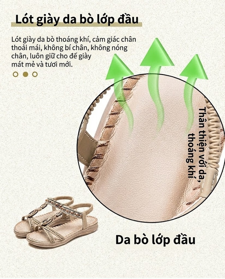 Dép Sandal Nữ Quai Dệt Phong Cách Bohemian Đế Cao 3cm - 4cm Màu Đen, Kem, Đỏ... chi tiết 6