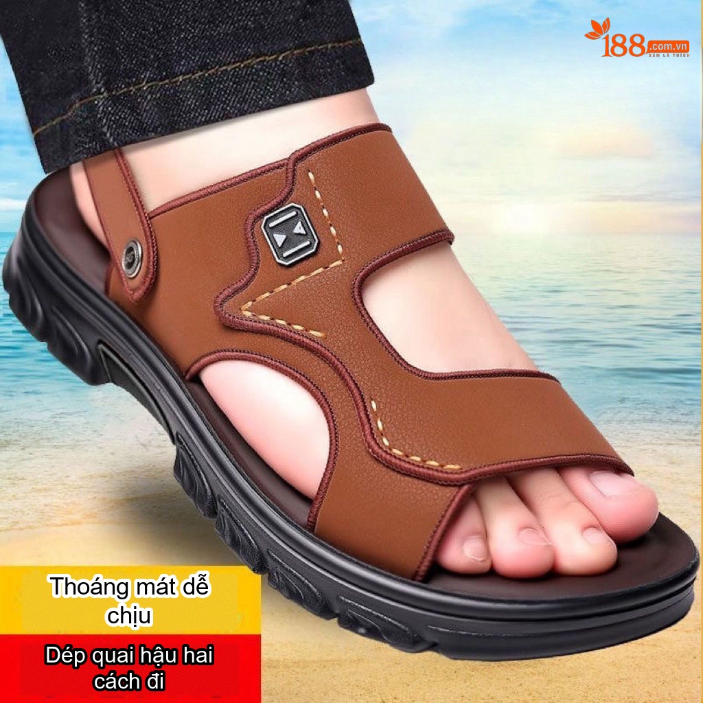 Dép Sandal Nam Quai Chéo Mềm Mại Thoáng Khí Đế Cao 3cm - 4cm Màu Xanh Dương, Trắng, Xanh Lá, Đen chi tiết 15